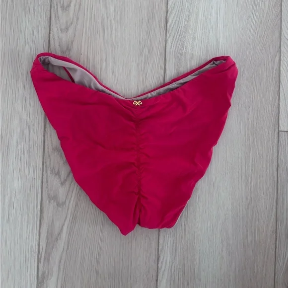 PQ Basic Ruched Bikini Bottom in Red - Picture 3 of 5